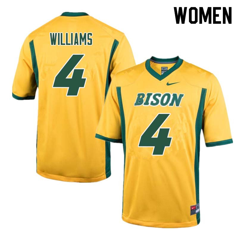 Women #4 Dimitri Williams North Dakota State Bison College Football Jerseys Sale-Yellow - Click Image to Close